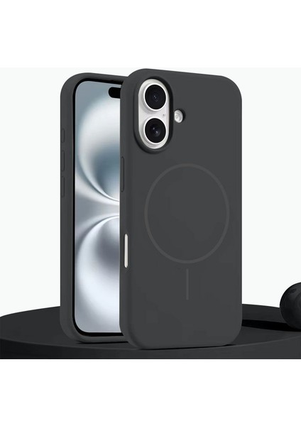Apple iPhone 16 Plus Uyumlu Kılıf Zebana Liquid Soft Silikon Kılıf (Kablosuz Şarj Destekli) Gri