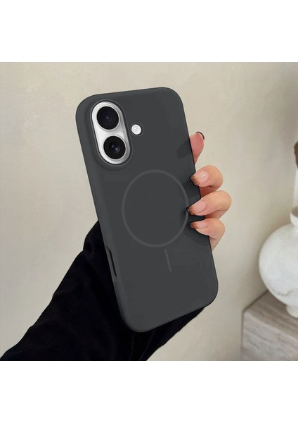 Apple iPhone 16 Plus Uyumlu Kılıf Zebana Liquid Soft Silikon Kılıf (Kablosuz Şarj Destekli) Gri modelleri