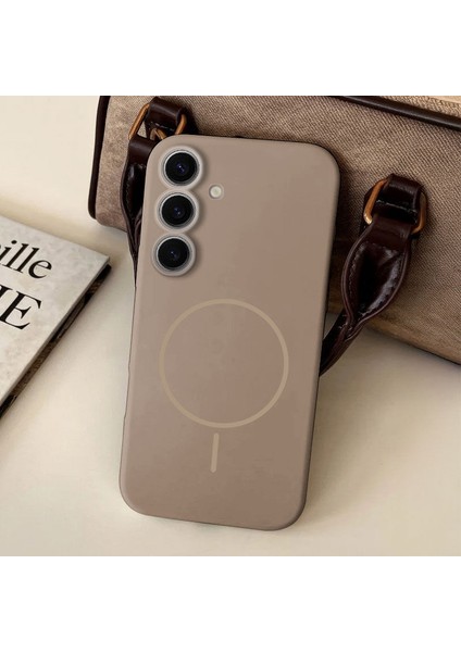 Samsung Galaxy S23 Uyumlu Kılıf Zebana Liquid Soft Silikon Kılıf (Kablosuz Şarj Destekli) Desert Titanyum fiyatları
