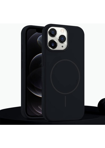 Apple iPhone 11 Pro Max Uyumlu Kılıf Zebana Liquid Soft Silikon Kılıf (Kablosuz Şarj Destekli) Siyah