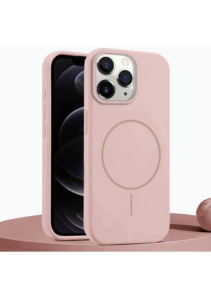 Apple iPhone 11 Pro Max Uyumlu Kılıf Zebana Liquid Soft Silikon Kılıf (Kablosuz Şarj Destekli) Pembe