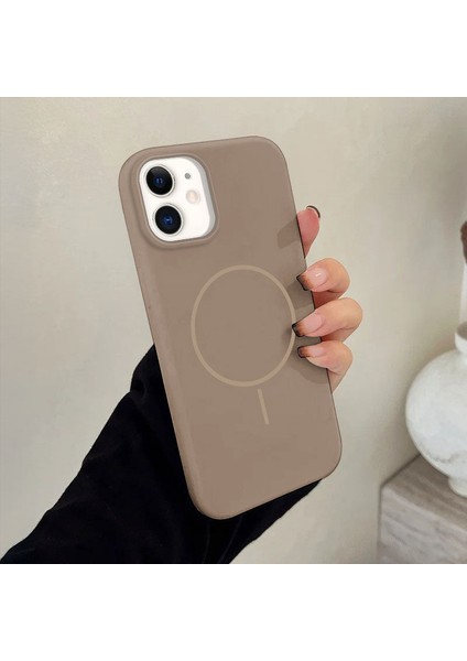 Apple iPhone 12 Uyumlu Kılıf Zebana Liquid Soft Silikon Kılıf (Kablosuz Şarj Destekli) Desert Titanyum modelleri