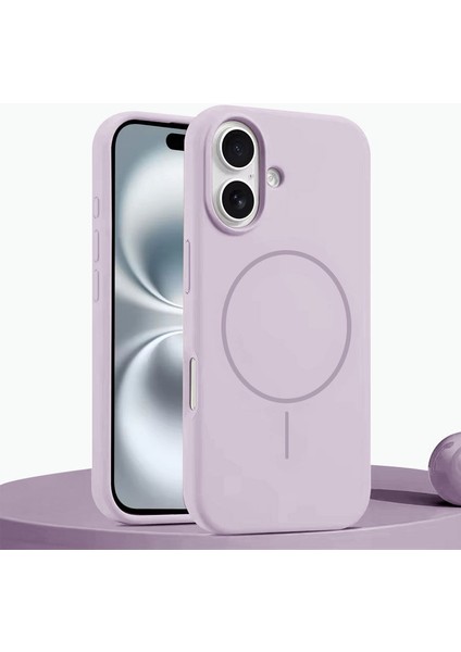 Apple iPhone 16 Uyumlu Kılıf Zebana Liquid Soft Silikon Kılıf (Kablosuz Şarj Destekli) Lila