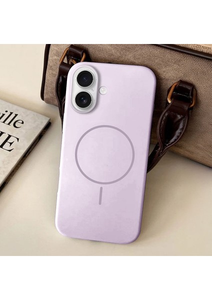 Apple iPhone 16 Uyumlu Kılıf Zebana Liquid Soft Silikon Kılıf (Kablosuz Şarj Destekli) Lila