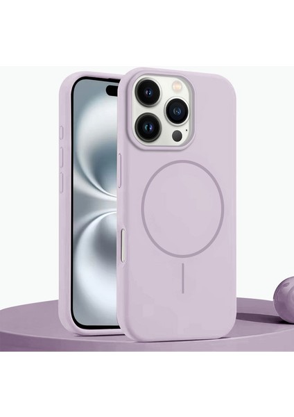 Apple iPhone 16 Pro Uyumlu Kılıf Zebana Liquid Soft Silikon Kılıf (Kablosuz Şarj Destekli) Lila