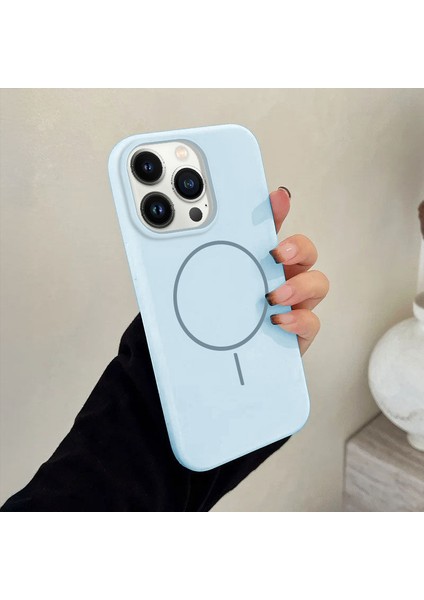 Apple iPhone 13 Pro Uyumlu Kılıf Zebana Liquid Soft Silikon Kılıf (Kablosuz Şarj Destekli) Açık Mavi modelleri