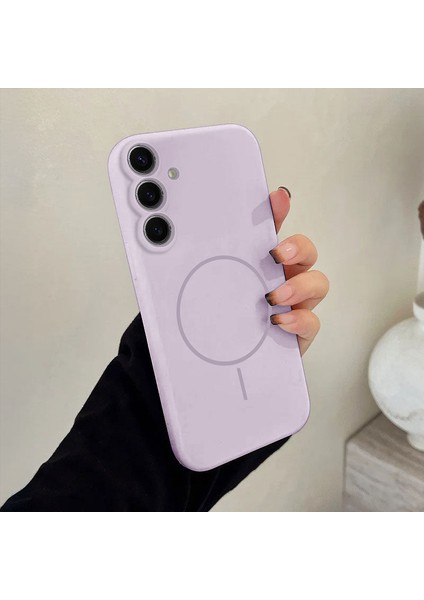 Samsung Galaxy S25 Uyumlu Kılıf Zebana Liquid Soft Silikon Kılıf (Kablosuz Şarj Destekli) Lila modelleri