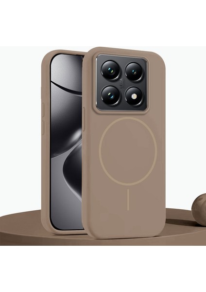 Xiaomi Mi 14T Uyumlu Kılıf Zebana Liquid Soft Silikon Kılıf (Kablosuz Şarj Destekli) Desert Titanyum