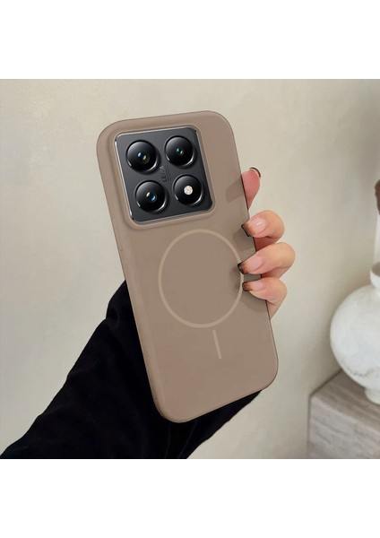 Xiaomi Mi 14T Uyumlu Kılıf Zebana Liquid Soft Silikon Kılıf (Kablosuz Şarj Destekli) Desert Titanyum modelleri