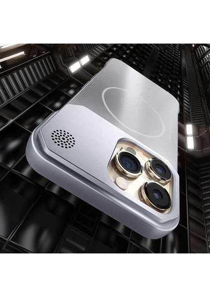 Apple iPhone 15 Pro Uyumlu Kılıf Zebana Elite Titan Metal Kılıf (Kablosuz Şarj Destekli) Gri fırsatları