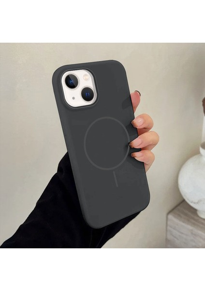 Apple iPhone 14 Uyumlu Kılıf Zebana Liquid Soft Silikon Kılıf (Kablosuz Şarj Destekli) Gri modelleri