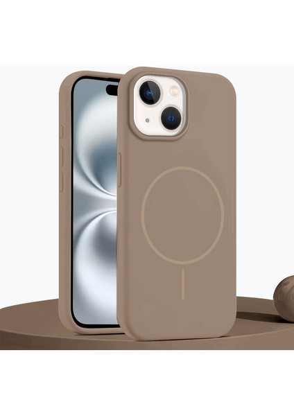 Apple iPhone 13 Uyumlu Kılıf Zebana Liquid Soft Silikon Kılıf (Kablosuz Şarj Destekli) Desert Titanyum