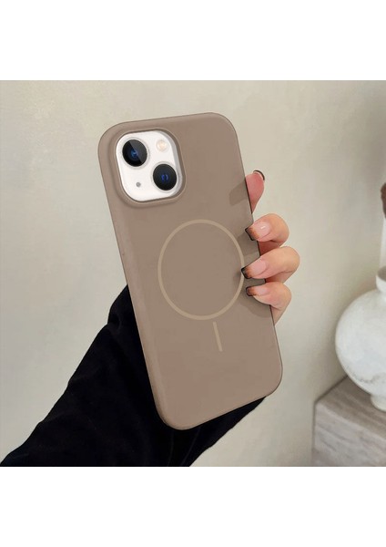 Apple iPhone 13 Uyumlu Kılıf Zebana Liquid Soft Silikon Kılıf (Kablosuz Şarj Destekli) Desert Titanyum modelleri