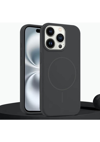 Apple iPhone 13 Pro Max Uyumlu Kılıf Zebana Liquid Soft Silikon Kılıf (Kablosuz Şarj Destekli) Gri