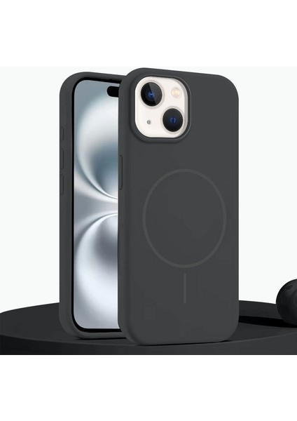 Apple iPhone 15 Plus Uyumlu Kılıf Zebana Liquid Soft Silikon Kılıf (Kablosuz Şarj Destekli) Gri