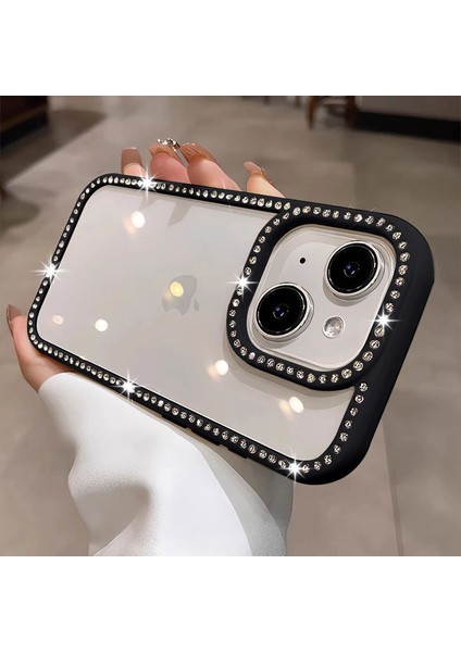 Apple iPhone 15 Uyumlu Kılıf Zebana Bling Diamond Silikon Kılıf Siyah
