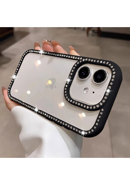 Apple iPhone 12 Uyumlu Kılıf Zebana Bling Diamond Silikon Kılıf Siyah