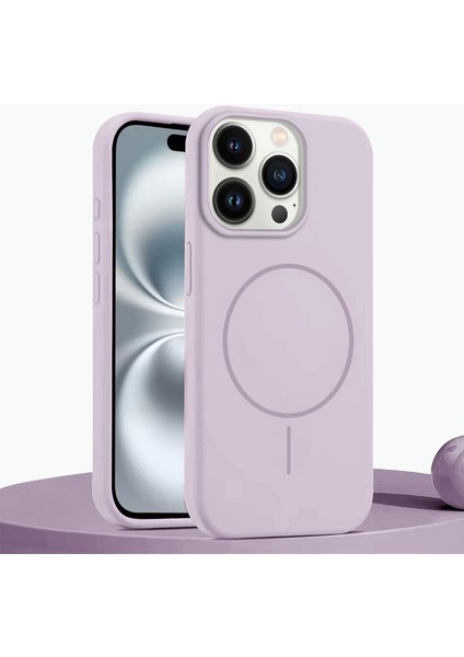 Apple iPhone 14 Pro Max Uyumlu Kılıf Zebana Liquid Soft Silikon Kılıf (Kablosuz Şarj Destekli) Lila