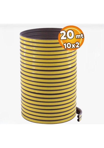 Yapışkanlı 10X2=20 Metre Kapı Pencere Bandı İzolasyon Sızdırmazlık Fitili Kahverengi