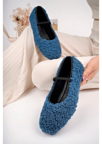 Yeni Sezon Tedy Kumaş Lastik Detaylı Düz Taban Kadın Babet Panduf Ev Ayakkabısı fiyatları