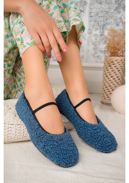 Yeni Sezon Tedy Kumaş Lastik Detaylı Düz Taban Kadın Babet Panduf Ev Ayakkabısı modelleri