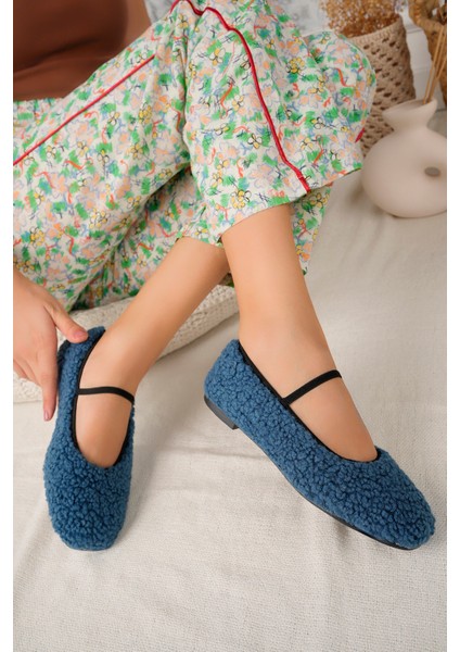 Yeni Sezon Tedy Kumaş Lastik Detaylı Düz Taban Kadın Babet Panduf Ev Ayakkabısı fırsatları
