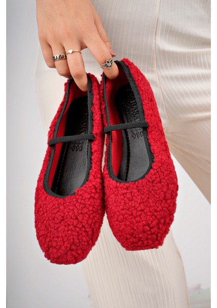 Yeni Sezon Tedy Kumaş Lastik Detaylı Düz Taban Kadın Babet Panduf Ev Ayakkabısı fırsatları