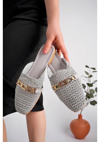 Kadın Taşlı Terlik Önü Kapalı Hasır Dantel Örme Çeyiz Günlük Sandalet fiyatları