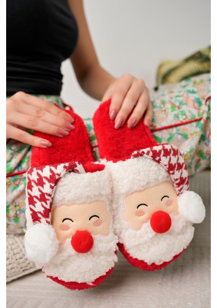 Noel Baba Yılbaşı Terliği Ev Pandufu Ev Terliği Misafir Terliği Noel Baba