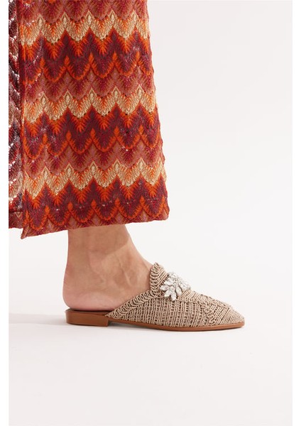 Kadın Taşlı Terlik Önü Kapalı Hasır Dantel Örme Çeyiz Günlük Sandalet modelleri