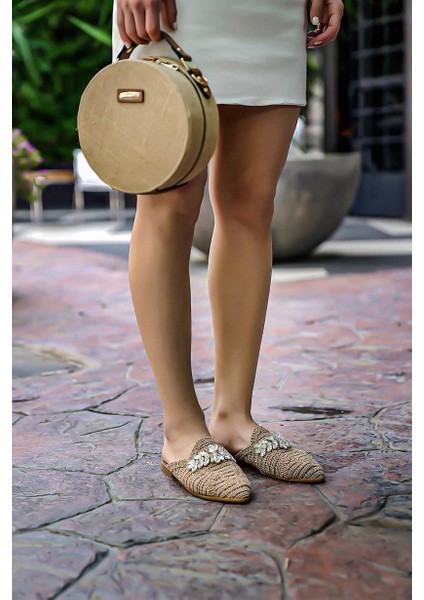 Kadın Taşlı Terlik Önü Kapalı Hasır Dantel Örme Çeyiz Günlük Sandalet indirimleri