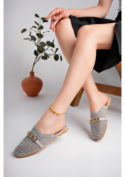 Kadın Taşlı Önü Kapalı Hasır Dantel Terlik Günlük Kullanım fırsatları