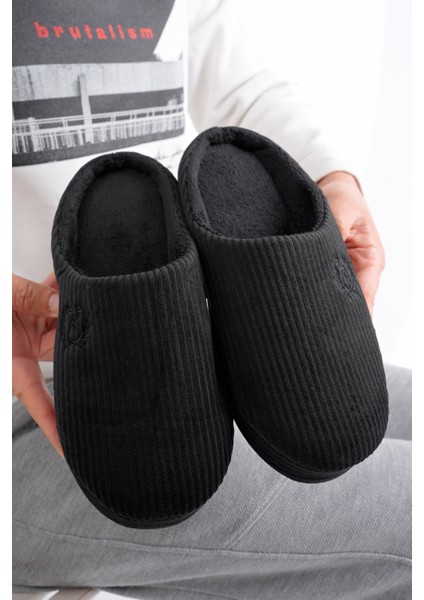 Pofuduk Ev Terliği Erkek Kadın Için Ses Yapmaz Taban Içi Kürklü Yıkanabilir Misafir Terliği