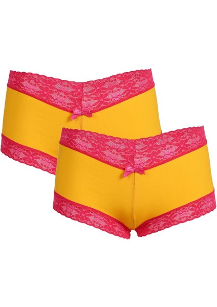 Kadın Pamuklu 2li Boxer Sarı 40265