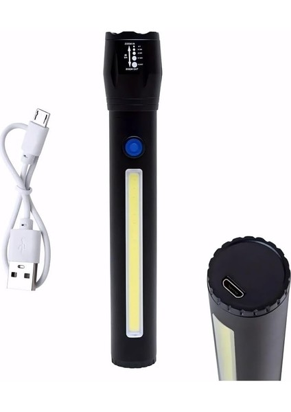 LED El Feneri Yüksek Parlaklık, Şarj Edilebilir ve Taşınabilir, 450 Lümen