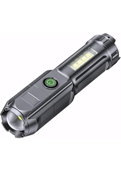 LED El Feneri 450 Lümen Şarj Edilebilir El Feneri ve Powerbank, USB Çıkışlı, LED Aydınlatmalı, Su Geçirmez, Kamp, Acil Durum ve Seyahat İçin 4 Işık Modlu