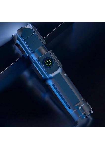LED El Feneri 450 Lümen Şarj Edilebilir El Feneri ve Powerbank, USB Çıkışlı, LED Aydınlatmalı, Su Geçirmez, Kamp, Acil Durum ve Seyahat İçin 4 Işık Modlu