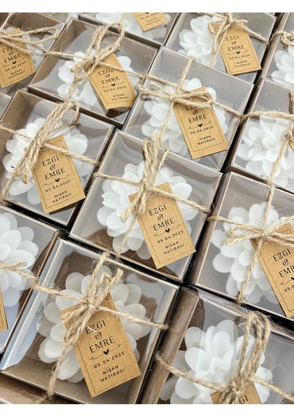 20 Adet Süslemeli Lotus Mum, Nikah Şekeri, Doğum, Sünnet, Düğün Nişan Söz, Kına, Doğum Günüü