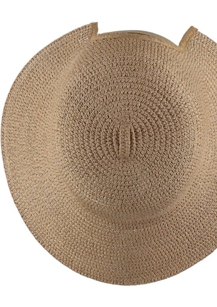 Kadın Hasır Fötr Şapka Şık Tasarım Rattan Model Ayarlanabilir Ölçü
