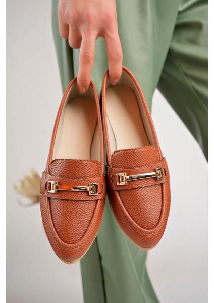 Ortopedik Taban Kadın Loafer Babet Makosen Casual Tokalı Günlük Ayakkabı Şık Hafif Rahat Taban