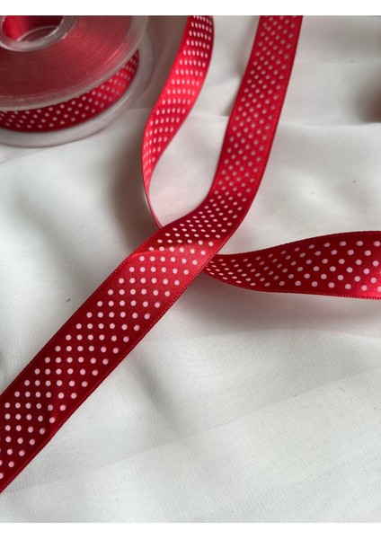 5metre - Puantiyeli Saten Kurdele - 2 cm En