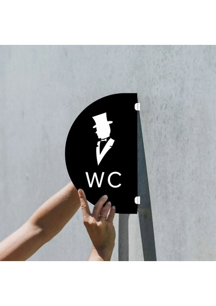 Wc Çift Taraflı - Yan Monte Yönlendirme Tabelası 18X30CM - 5mm Siyah Pleksi