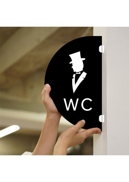 Wc Çift Taraflı - Yan Monte Yönlendirme Tabelası 18X30CM - 5mm Siyah Pleksi fiyatları