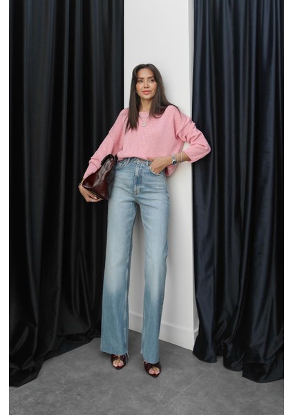 Light Blue Yıkamalı Straight Jean