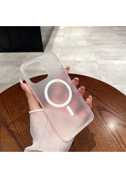iPhone 15 Pro Max Buzlu Oluklu Tasarım Magsafe Kılıf