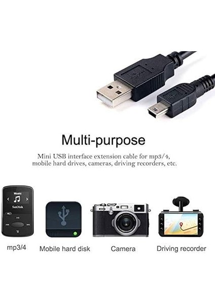 Mini USB To USB Data Şarj Kablosu 1.5 Metre 4575