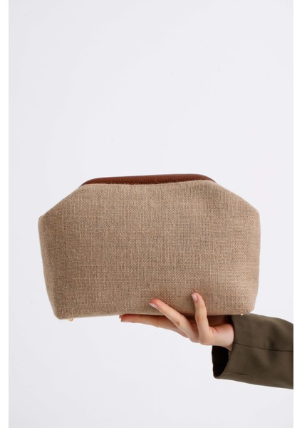 Kadın Jüt Hasır Clutch El Çantası