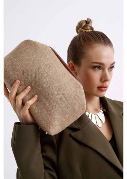 Kadın Jüt Hasır Clutch El Çantası
