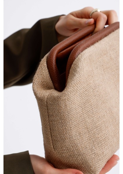 Kadın Jüt Hasır Clutch El Çantası
