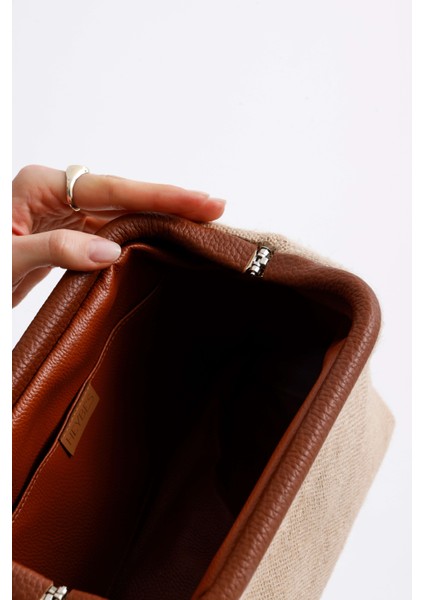 Kadın Jüt Hasır Clutch El Çantası